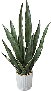 Warmplants Artificial Snake Plant, 28 Inch Fake Sansevieria in Pot, Fake Mother in Law Plants, Perfect Faux Potted Plant G...