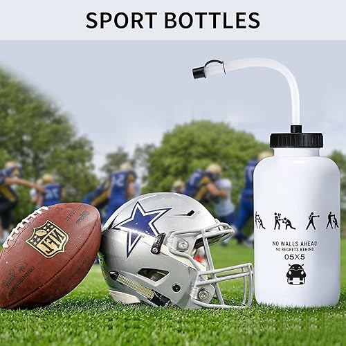 Miniatura 6 de Botella de agua de hockey con pajita larga de 1 litro, botellas de agua de 1 litro, sin BPA, botella de agua de lacrosse para deportes, portero,