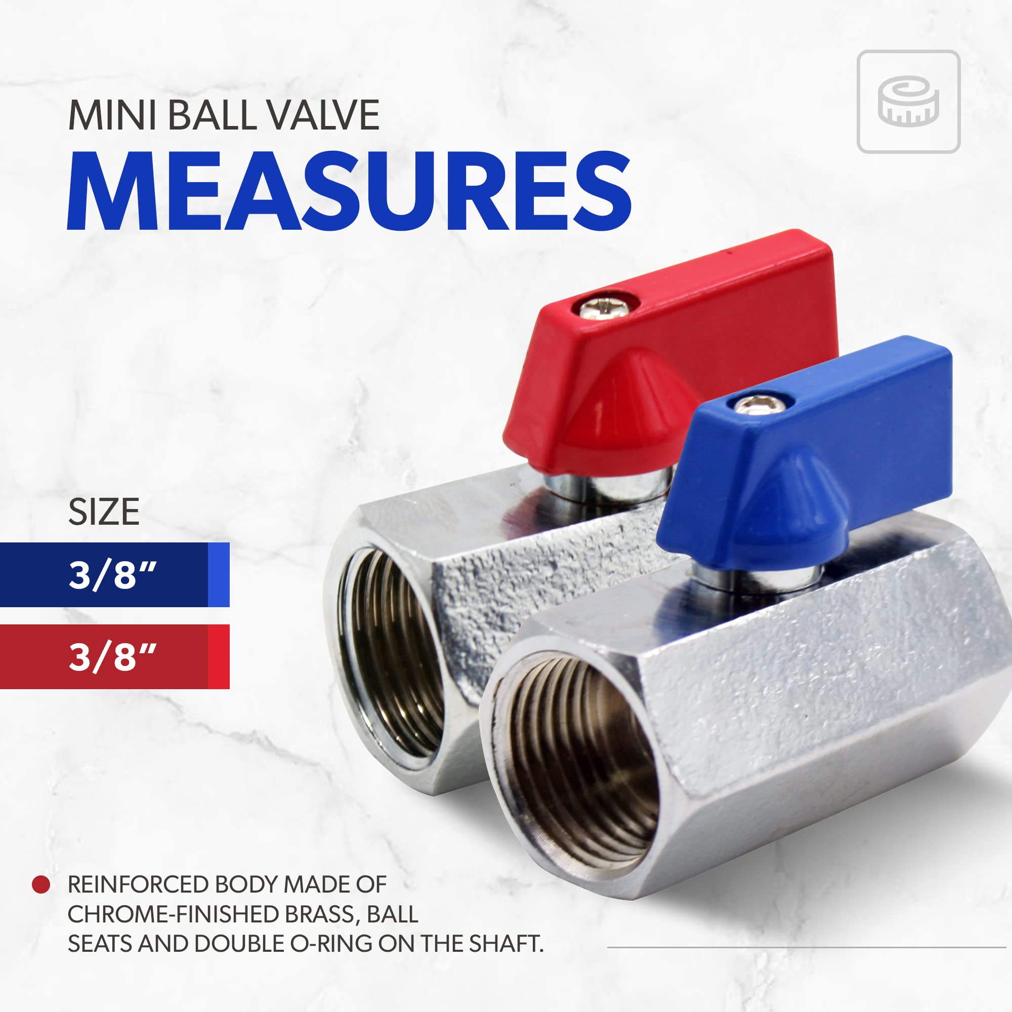 Mini Vanne D'arrêt DOJA Barcelona – 3/8" Laiton – Manette Bleue Quart De Tour – Pour Eau, Plomberie, Chauffage
