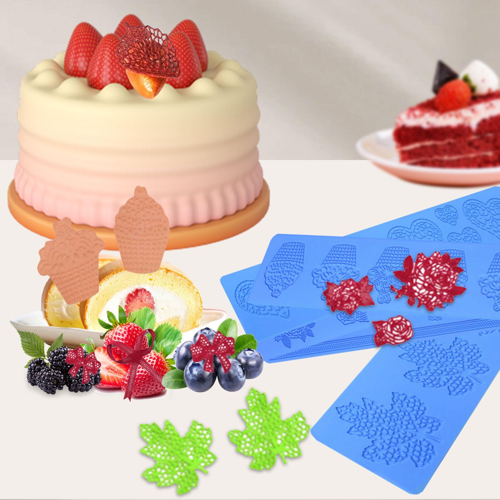 Moules En Silicone Pour Décoration Gâteau – Tapis De Gaufrage Dentelle 3D Fondant