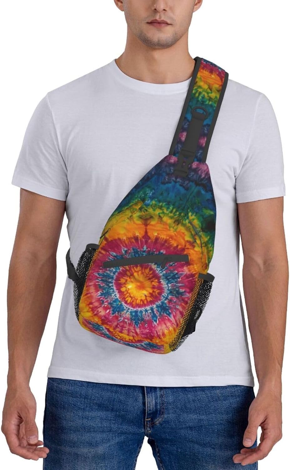 Tie Dye Colorful Sling Backpack Hiking Backpack Crossbody Bag Sports Lightweight And waterproof Chest Bag Shoulder Bag For Women Men - Image 7