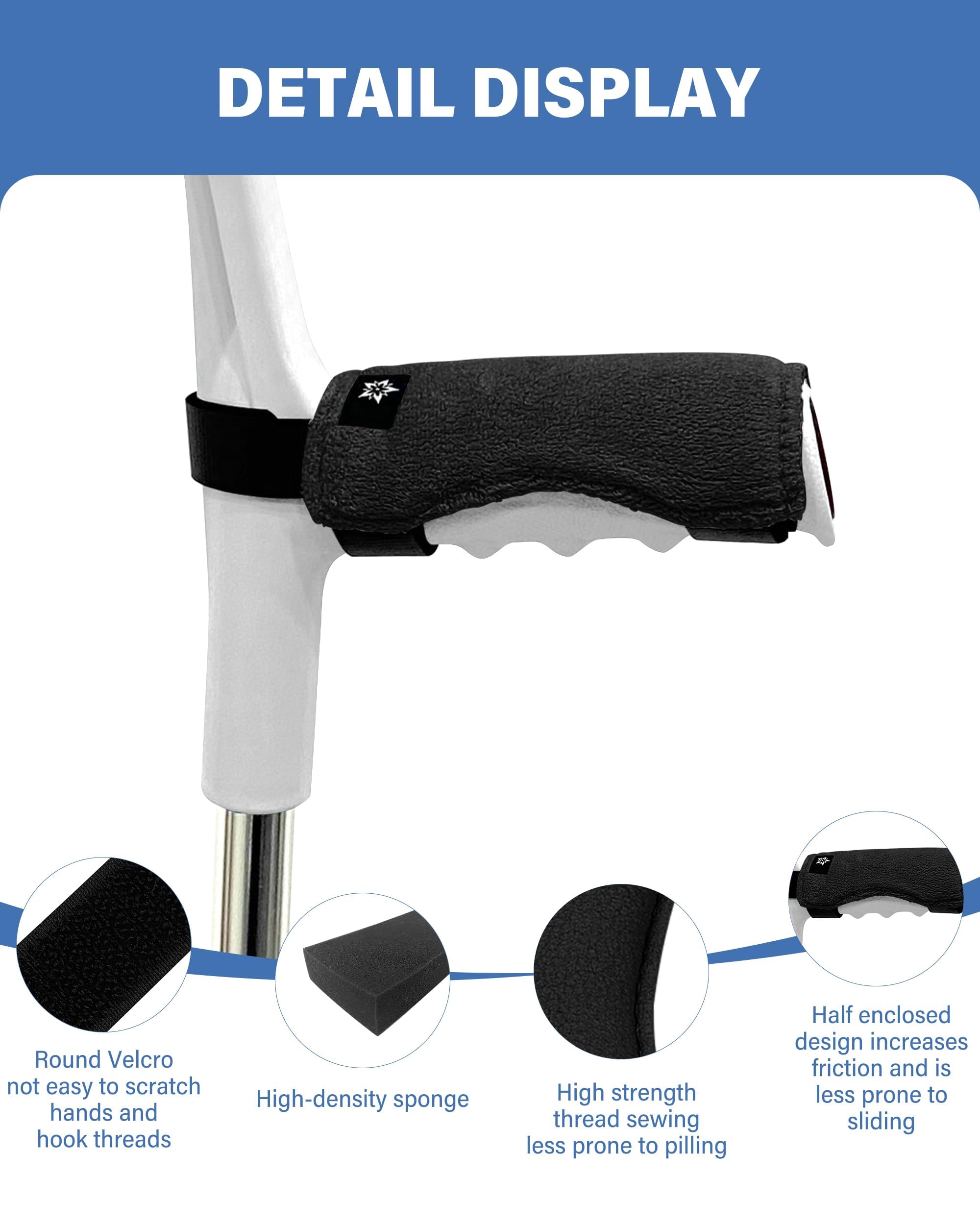 SPRING SEAON Almohadillas para muletas de antebrazo, fundas de agarre de espuma suave para muletas en las axilas, antideslizantes y cómodas, alivia el dolor de manos, ajuste universal, lavable