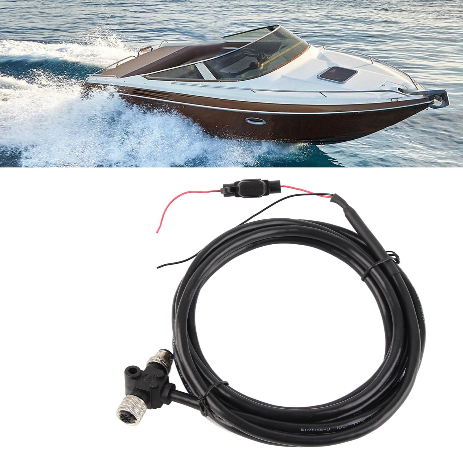 Para cable de arranque NMEA2000 con conector T Fusible 3 metros 5 pines M12 Rosca IP67 para redes Simrad