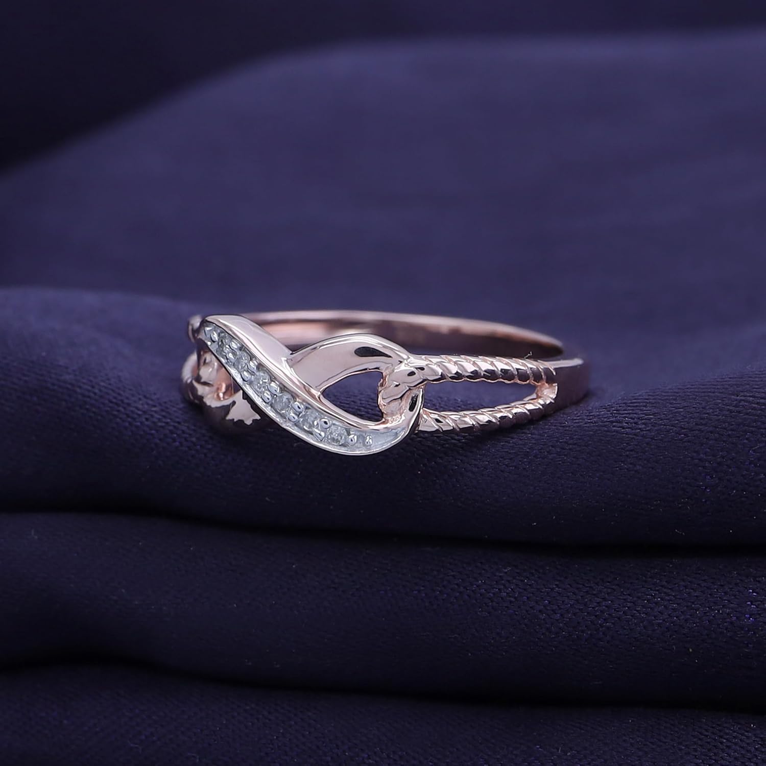 Round Cut White Natural Diamond Infinity Rope Ring Jewelry For Women in 14k Gold Over Sterling Silver (0.03 Cttw, Color- I-J, Clarity- I2-I3)