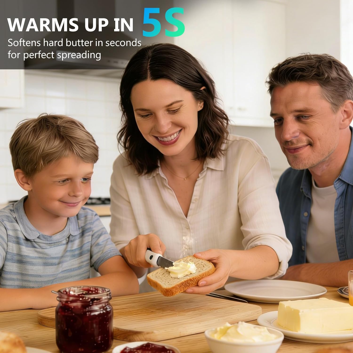Heated Butter Knife,Electric Butter Spreader, 5S Heats up,IPX8 Waterproof,120min battery life,136℉/163℉ LED Temperature Display,Cordless Rechargeable Butter Knife,Stainless Steel BladeSoftened and Flavored Butter