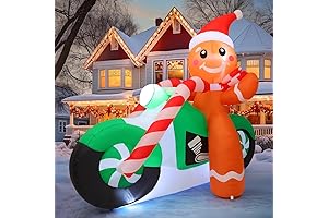 COMIN 6ft Christmas Blow Up Gingerbread Man on a Motorcycle