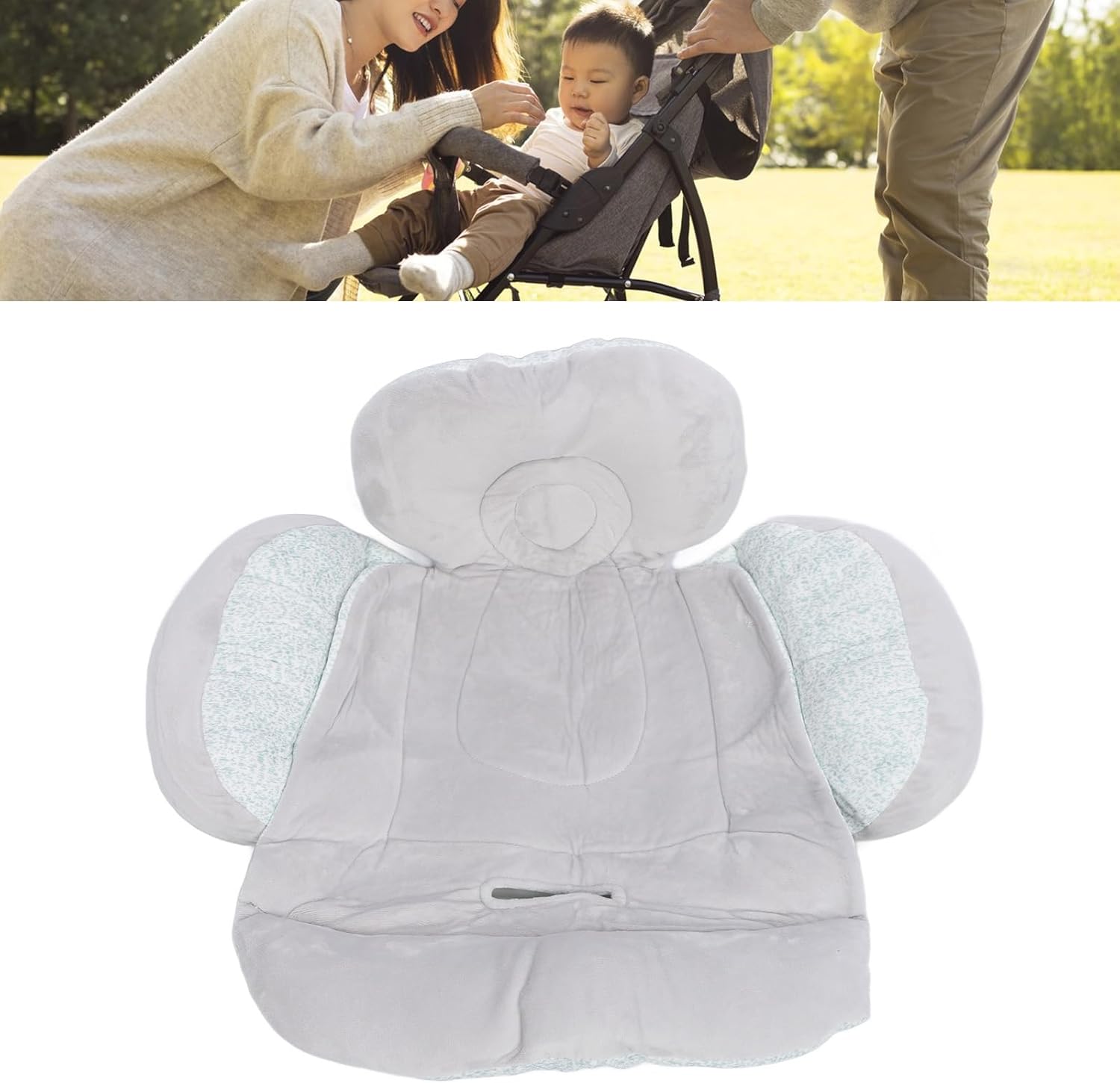 Baby Seat Pad Liner Baby Stroller Liner Infant Car Seat Insert Soft and Breathable Double Sided Protection Pram Head and Body Support Pillow (Grey)