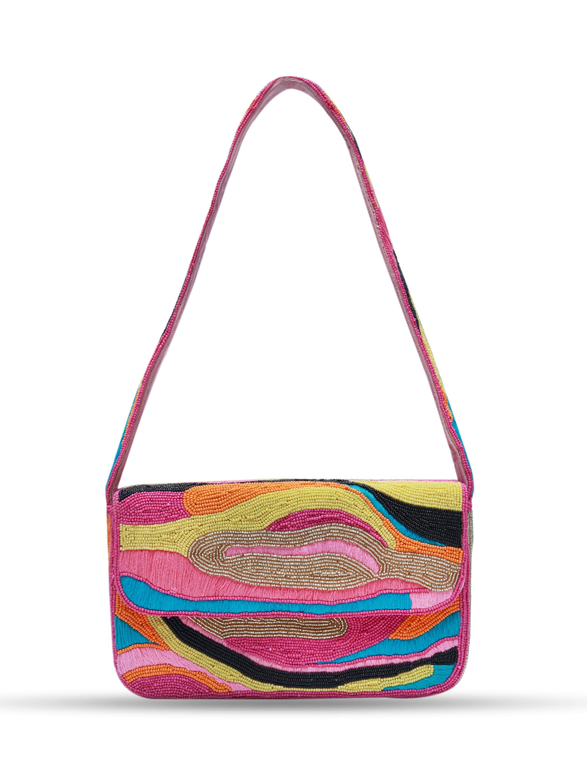 Aster Mulitcolor Baguette Bag with Handle-image-11