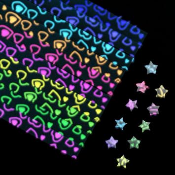 210 Sheets Luminous Heart Origami Paper Strips - 10 Colors for Lucky Star Crafts, DIY Handcrafts, and School Teaching