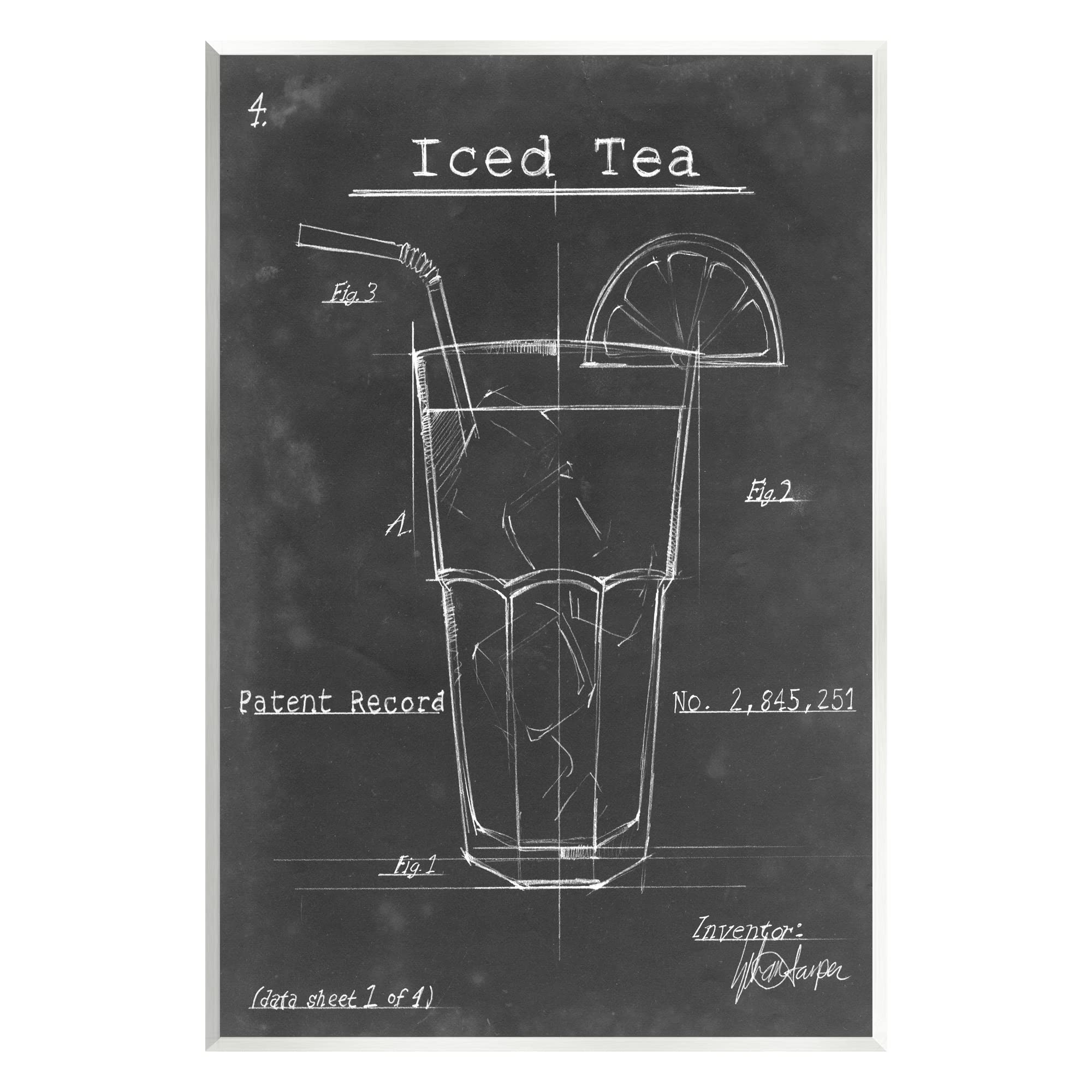 Stupell Industries Iced Tea Patent Diagram Beverage Wood Wall Art, Design by Ethan Harper