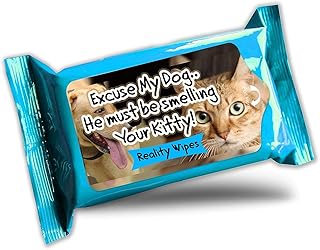 Excuse My Dog Moist Wipes Gag Gift for Dog Owners and Cat Lovers Funny Pocket-Sized Disposable Towelettes for Hands White Elephant Idea