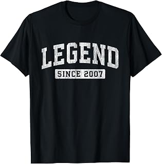 Legend Since 2007 Vintage Birthday Athletic Sports Design T-Shirt