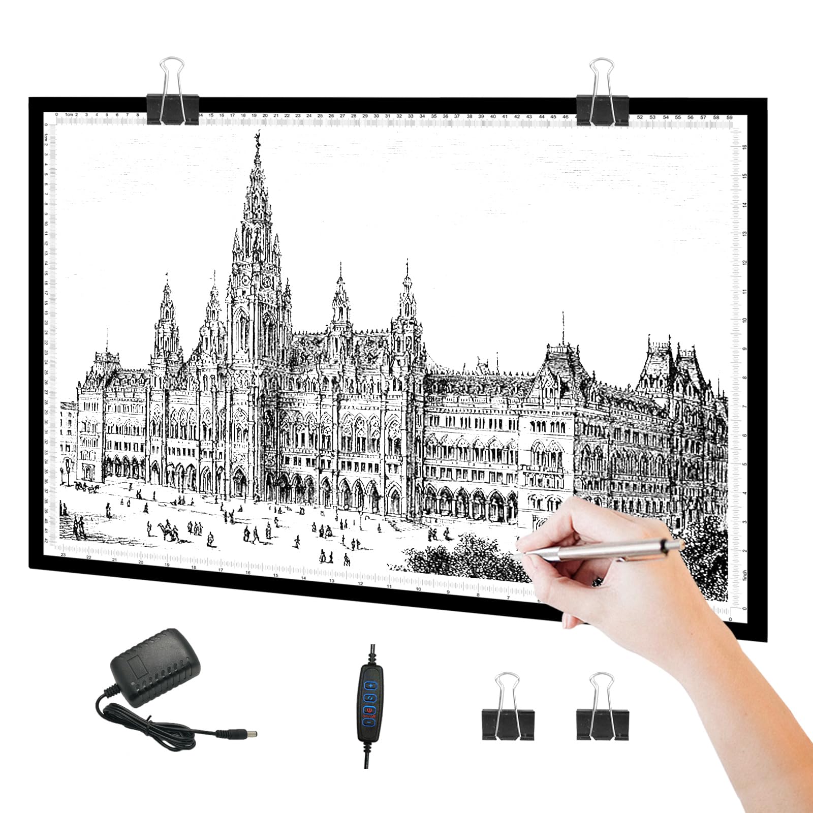 A1 Light Pad for Diamond Painting,10000+ LUX Super Bright,3 Colors &10 Level/Stepless Dimming Light Board Extra Large with UL Adapter for Diamond Painting,Drawing,Tracing,Sketching 34.5"X 23"