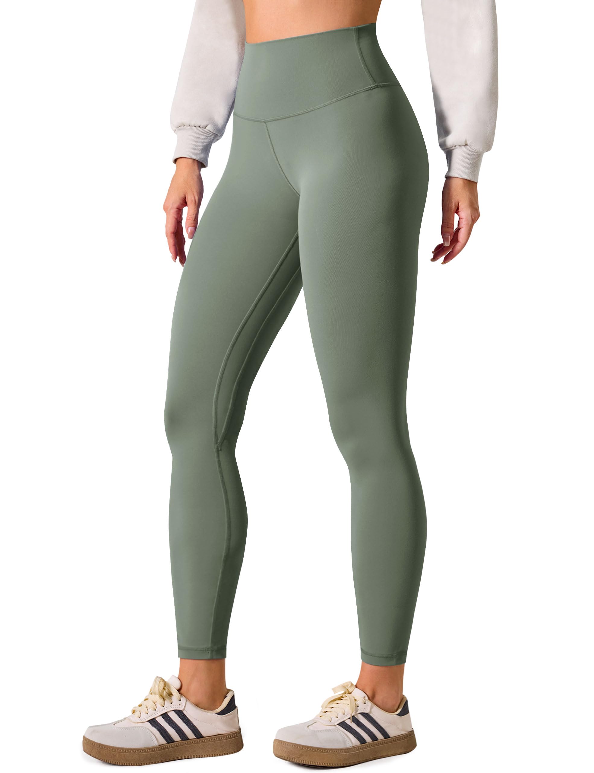 Baydi Women's Grey Olive Clouduxi High Waisted Workout Leggings For 25"