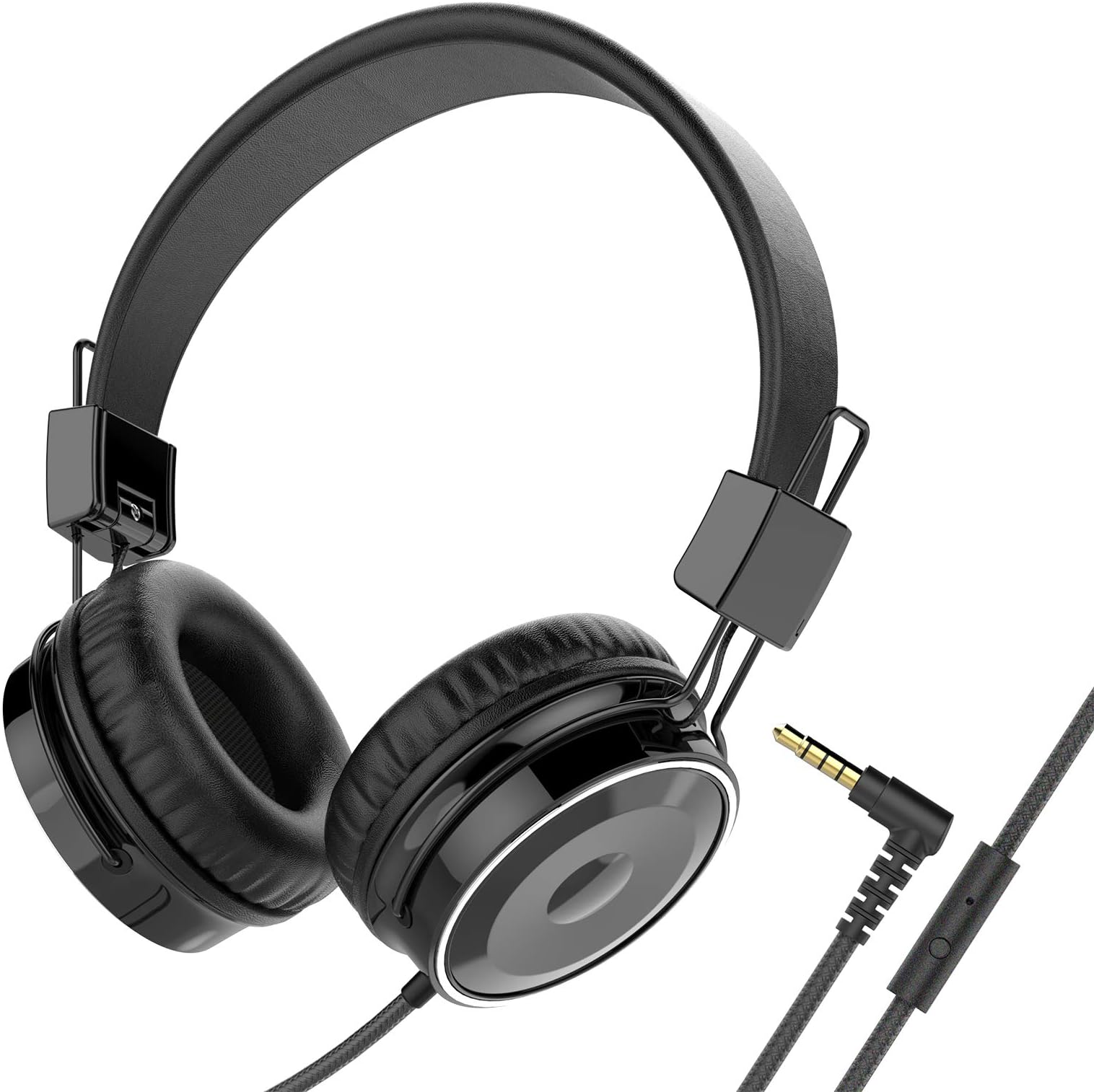 Baseman Wired Headphones, Lightweight Foldable On Ear Wired Headphones with Mic for Kids Boys Grils Women, Over-Ear Headphone with Microphone for Computer Laptop Deep Bass Earphone for Gym Travel Work