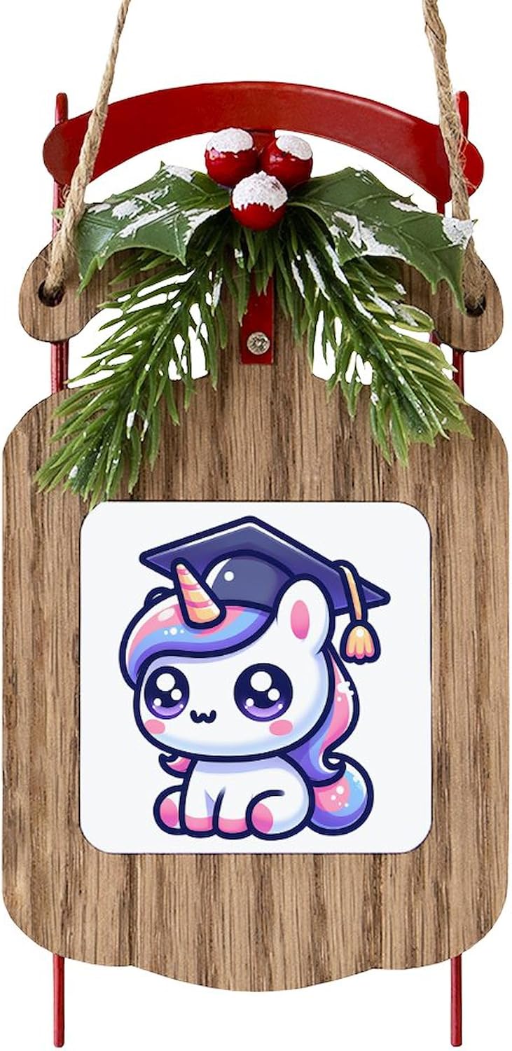 CafePress Unicorn Graduate Cute School Sled Christmas Ornament