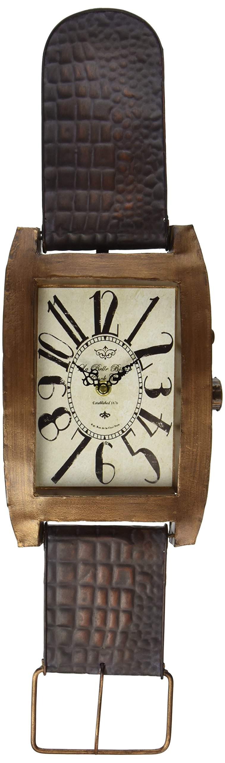 Horloge en métal Deco 79 pendule murale rectangulaire noire et dorée