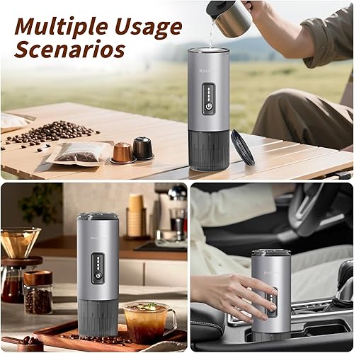 Miniatura 7 de Cafetera de café espresso portátil de acero inoxidable  Batería recargable de 7500 mAh  Autocalentamiento de 20 bar con USB-C  Funciona con la