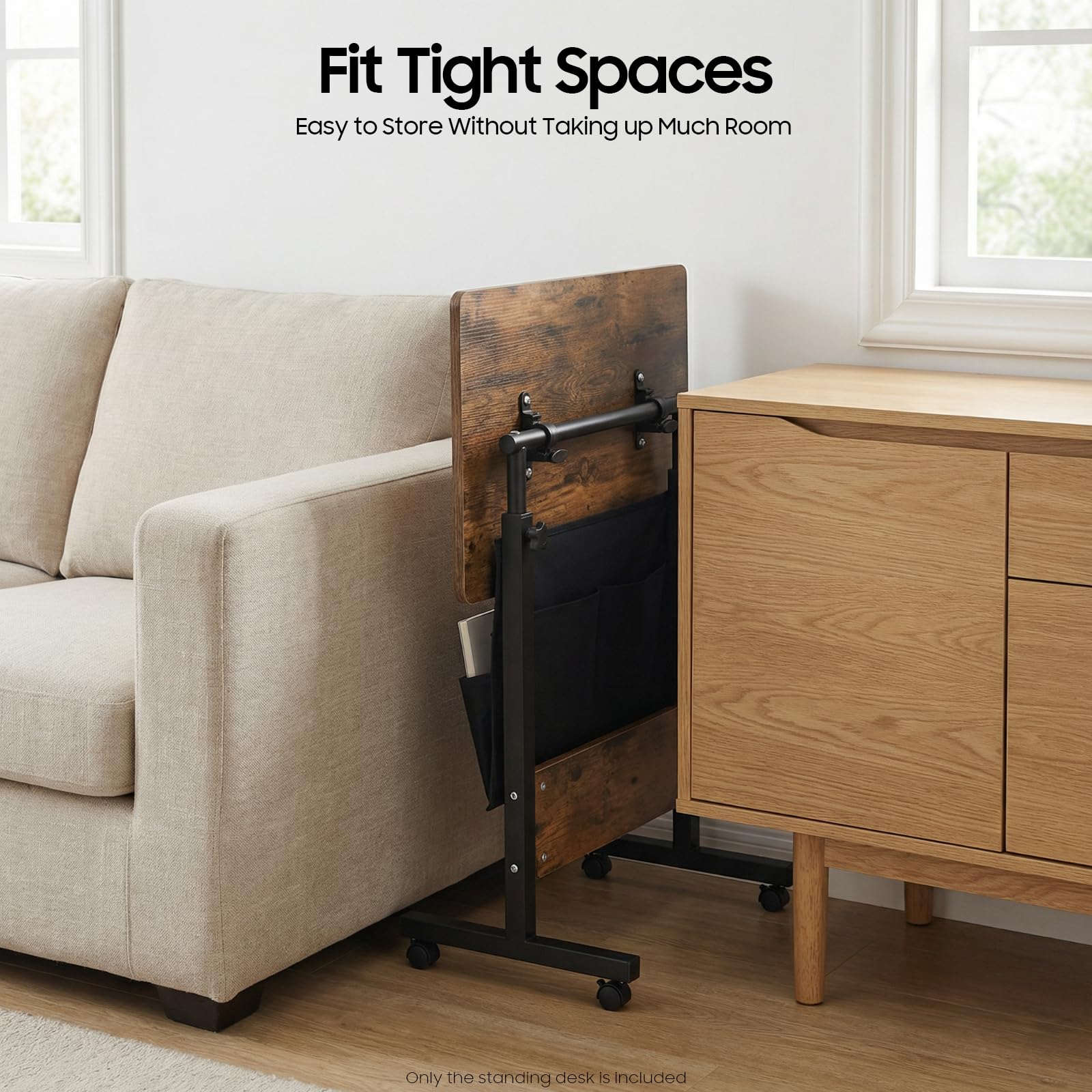 Mobile Standing Desk Portable Laptop Desk with Adjustable Height and Storage Bag Rolling Computer Stand for Office Living — view 8