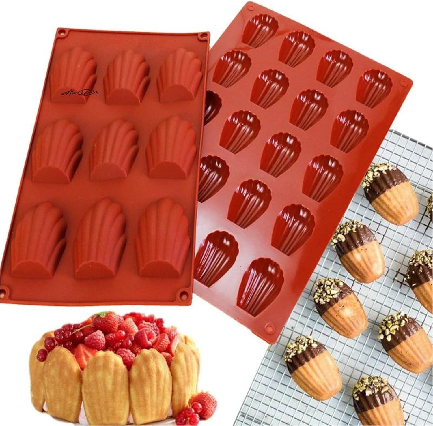 18 Cavities Mini Madeleine Silicone Cake Food Grade Cookie Mold DIY Shell Baking Pan Mould Kitchen Bakeware Accessories(D)