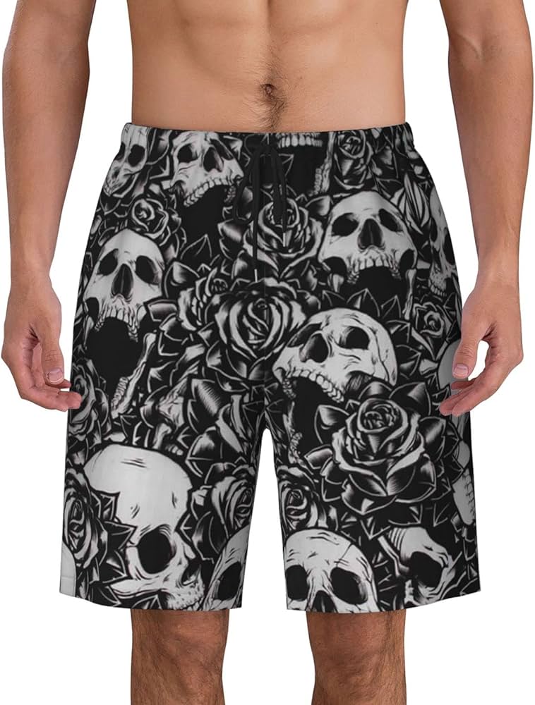 Amazon.co.jp: スカル 髑髏柄 ショートパンツ メンズ水着 ビーチパンツ
