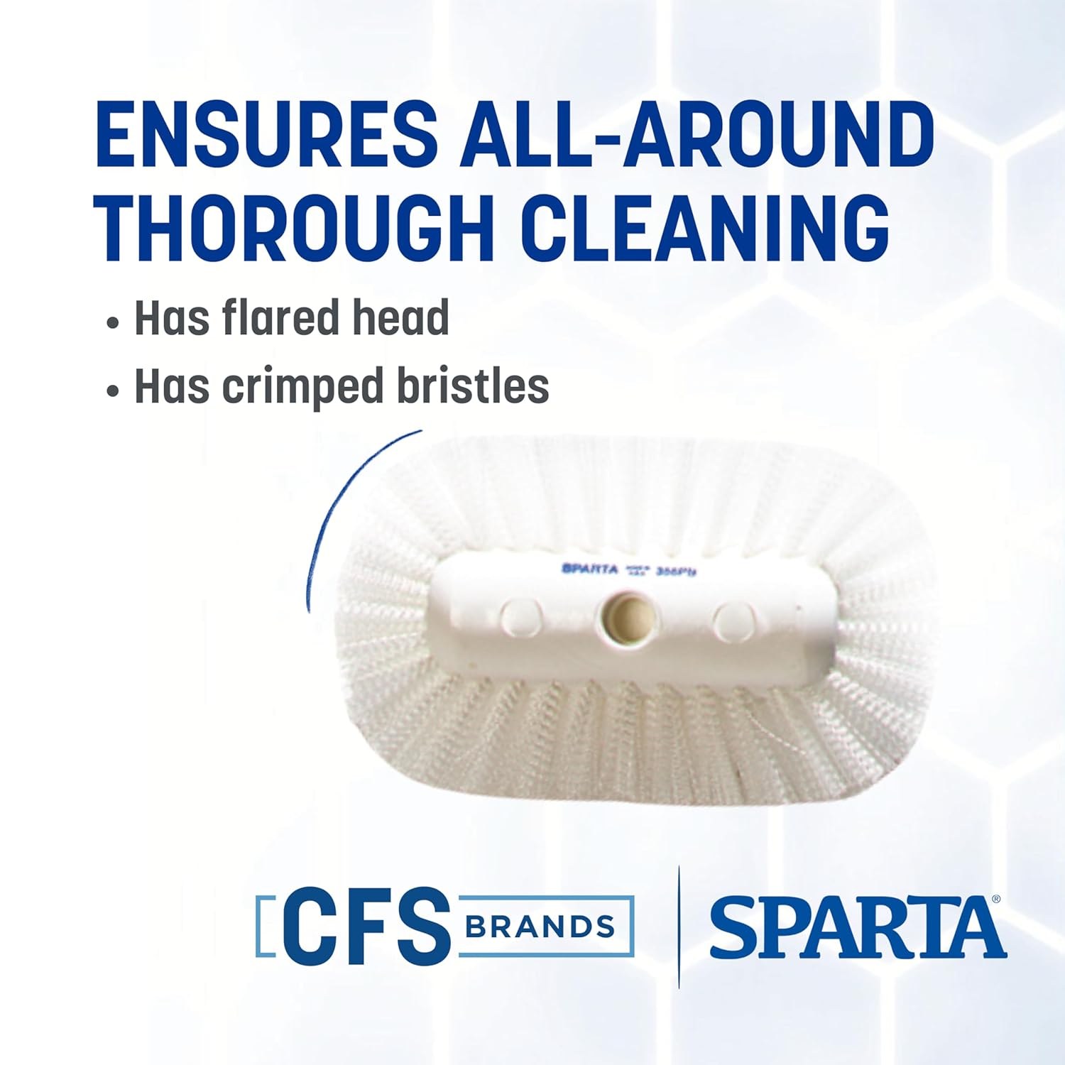 SPARTA 5-1/2" Tank and Kettle Scrub Brush Head Heavy-Duty Tile Brush, Handle Compatible (Sold Separately) for Access in Spacious Containers, Nylon Bristle, 9.5 x 5.5 x 4 Inches, White