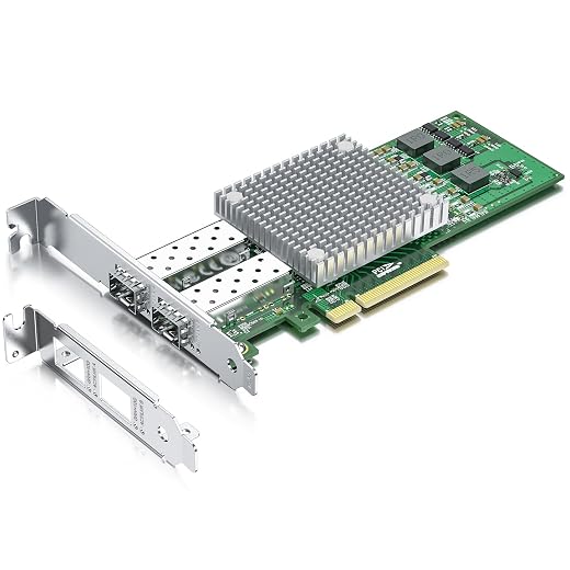 H!Fiber 10Gb SFP+ PCI-E Network Card NIC, with Broadcom BCM57810S Chip, Dual SFP+ Port Card, PCI Express X8, Ethernet LAN Adapter Support Windows/Windows Server/Linux/VMware Esxi