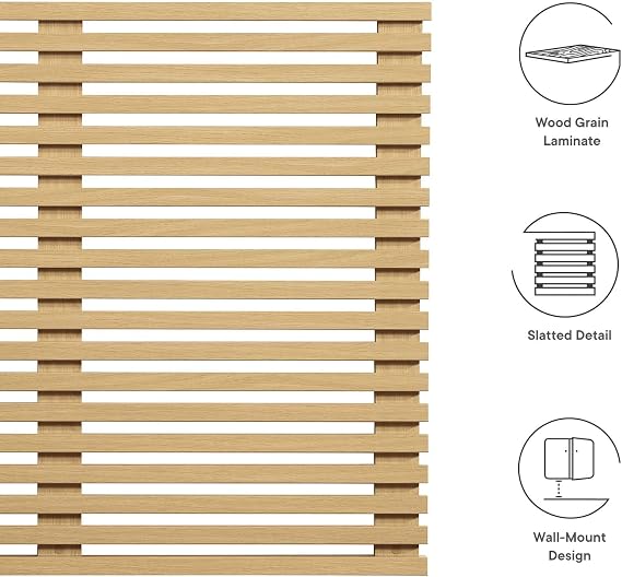 Modway Render Mid-Century Modern Wall-Mount Twin Headboard in Oak