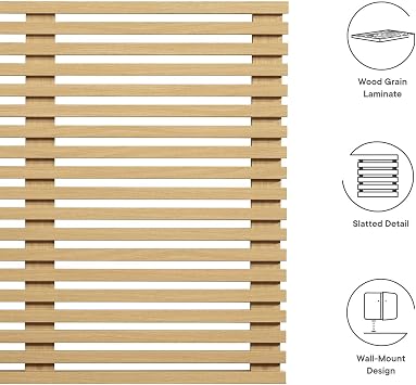 Modway Render Mid-Century Modern Wall-Mount Twin Headboard in Oak