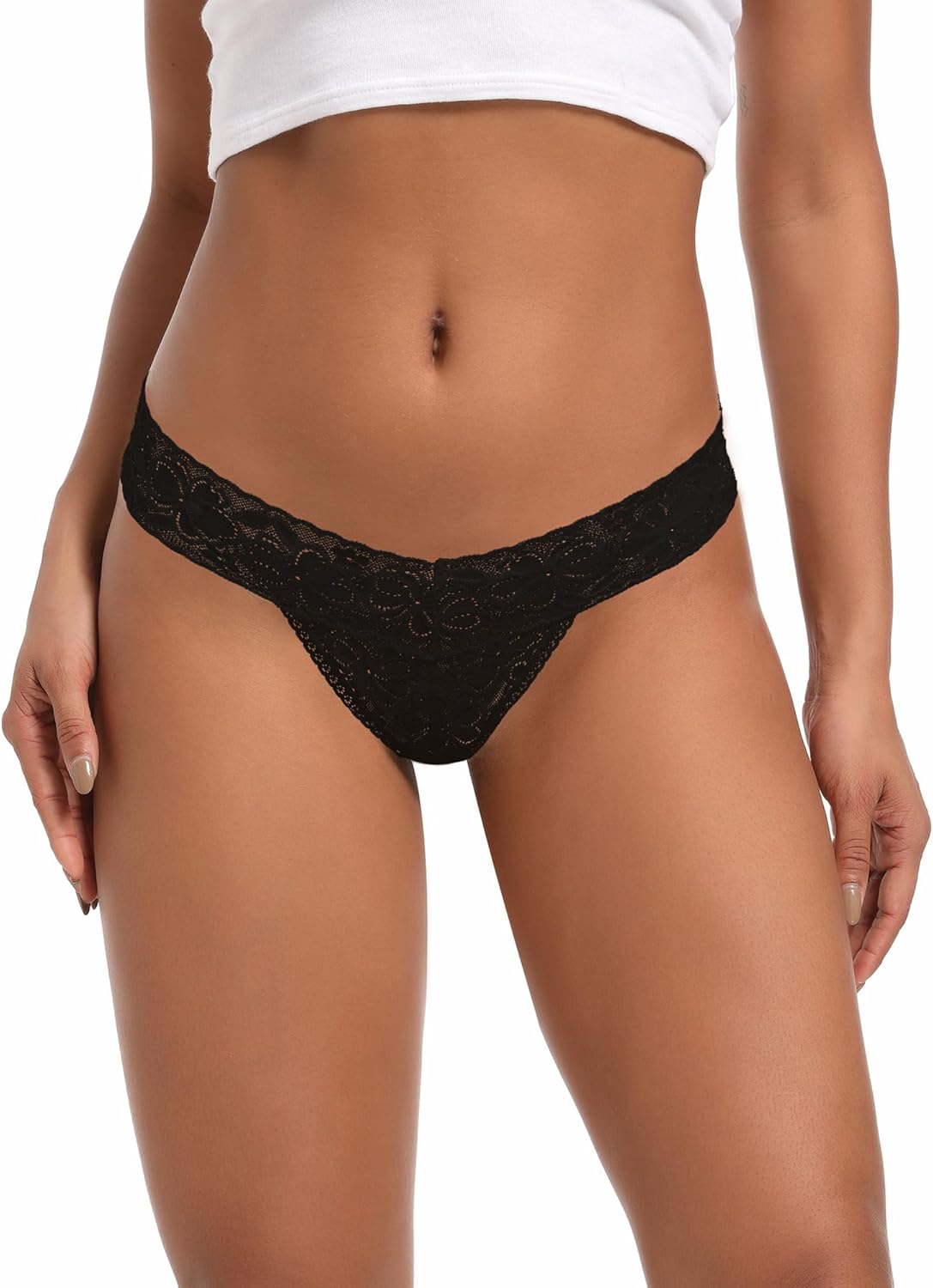 Pack 10 Seamless Lace Thongs for Women Plus Size Breathable Panties Low Rise T-back Stretch Cotton No Show Underwear - Image 7