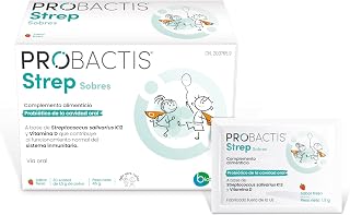 Probiótico en sobres Probactis Strep® Kids - Ayuda a las Defensas del Oído, Nariz y Garganta - 30 Sobres - Complemento Probiótico con Vitamina D, Sin