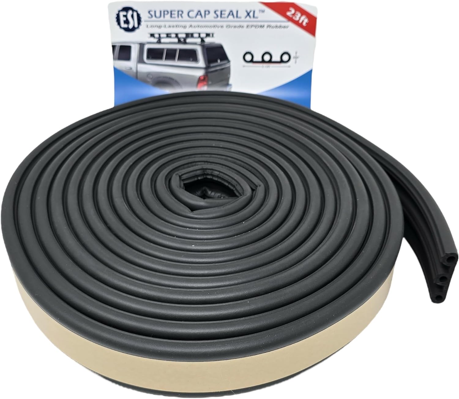 ESI Super Cap Seal XL 23 FT (2 1/8" Width x 1/2" Height x 23' Length) EPDM Rubber for Caps Over 200 lbs