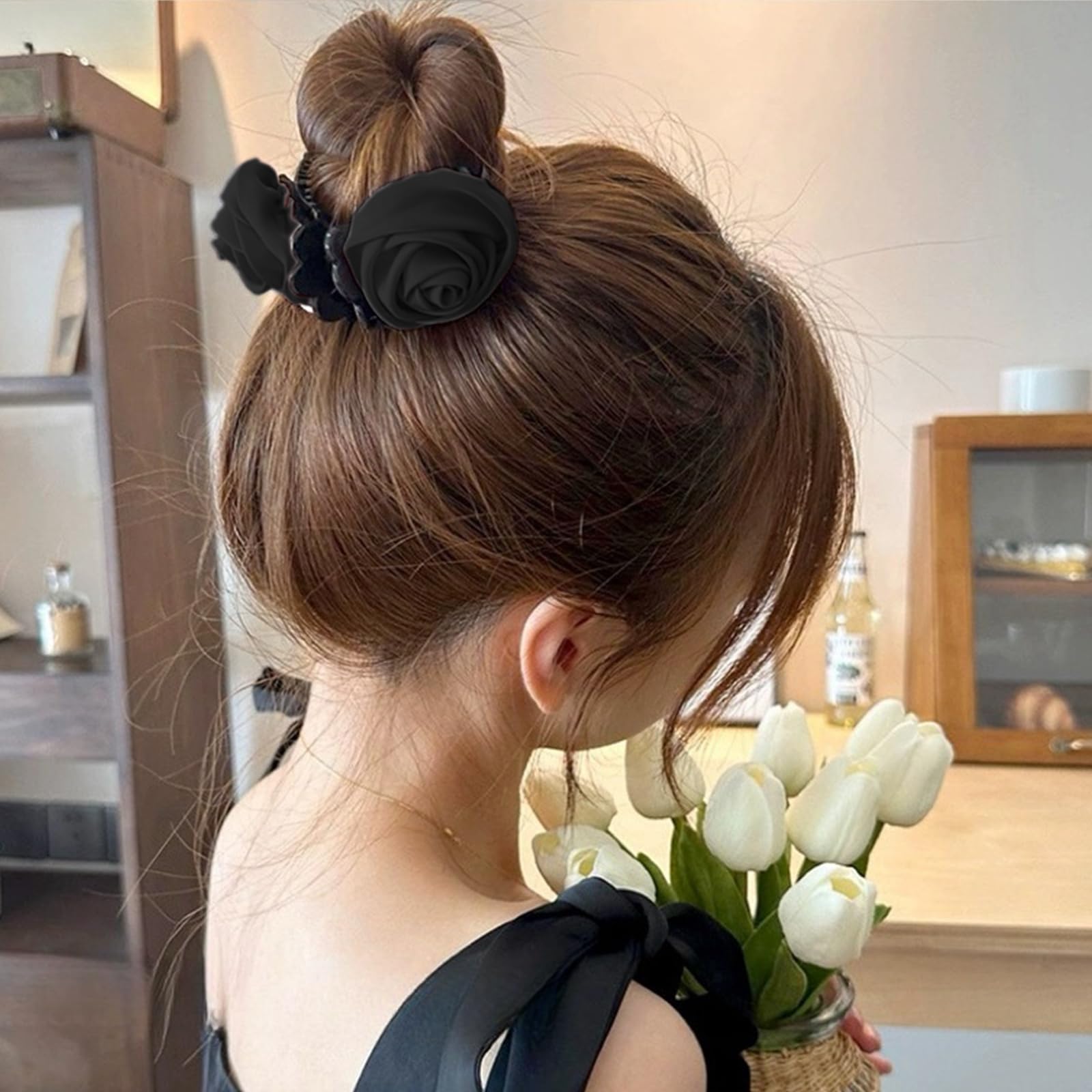 Amazon.com: 2 Pcs Retro Satin Rose Hair Claw Clip for Women Rose