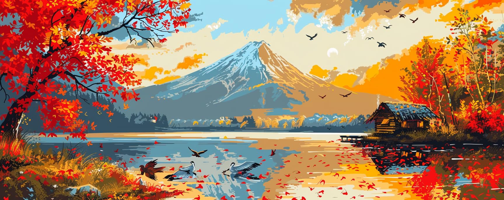 Malen Nach Zahlen Erwachsene Japanische Landschaft Malen Nach Zahlen Erwachsene Leinwand 60 x 150, Malen Nach Zahlen Paint By Numbers Adult Mit 3-Pinseln Und Acrylfarbe Malerei Kits, Ohne Rahmen yf843