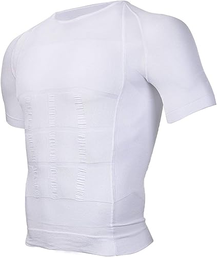 Miniatura 6 de Odoland Camisa de compresión para hombre, manga corta, moldeador de cuerpo, camiseta adelgazante, camiseta sin mangas, chaleco de barriga