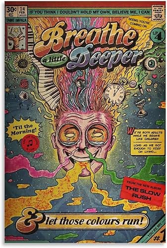 Póster de Tame Impala de The Slow Rush, póster de álbum de música cómic, póster de arte cómico para habitación, arte de pared estético, decoración