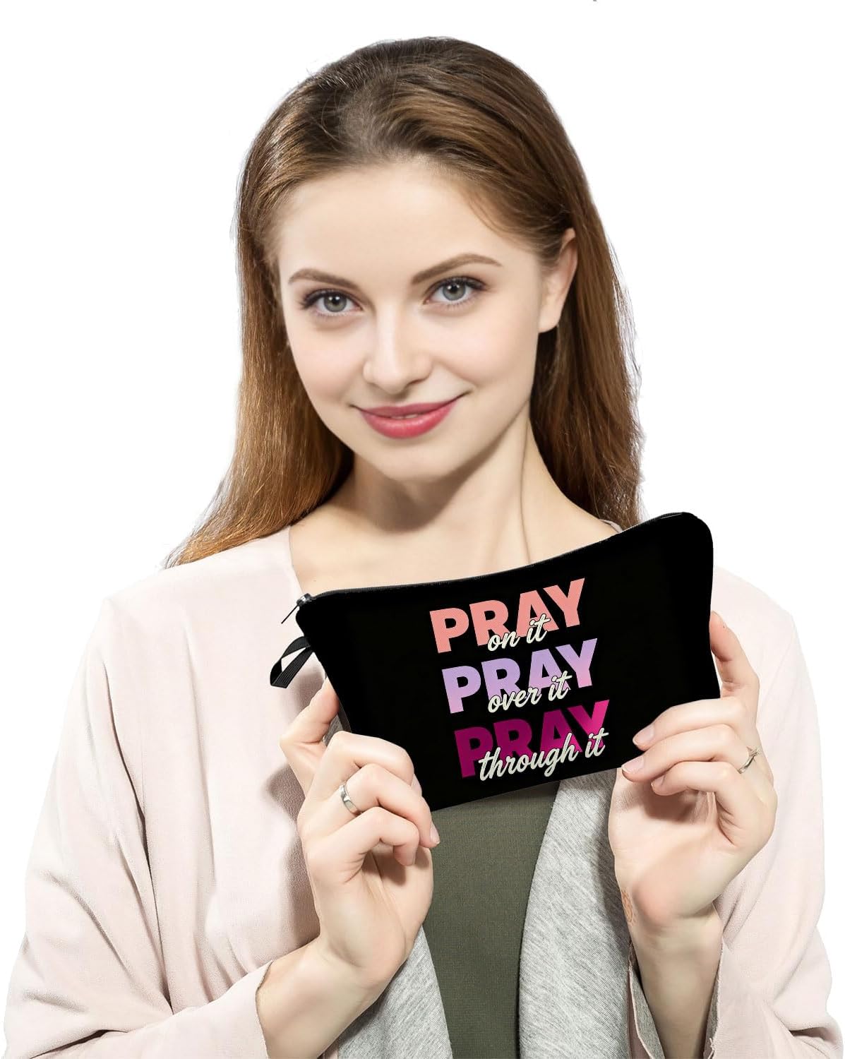 Pray on It Print Small Cosmetic Bag image 3
