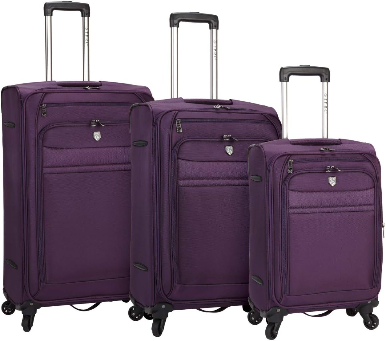 Travelers Club Business Class Expandable Spinner Luggage, Premium Purple, 3 Piece Set (20/24/28)