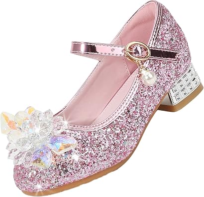 Girls Glitter Heels Toddler Princess Sparkly Kids Dress Up Shoes for Party Wedding Birthday Xmas Party Pumps