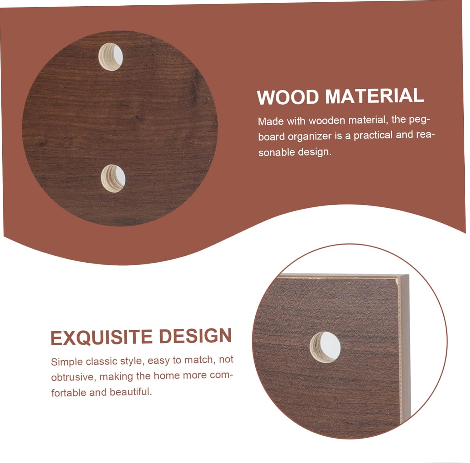 Unomor 1set Pegboard Storage Rack Multi-Functional Wall Organizer for Home to Install No Damage to Walls Walnut Design