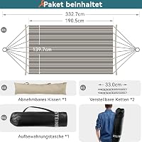 Bathonly Nagy Kétszemélyes Függőágy, 3m Dupla Méret, Ívelt Bambusz Rúddal, Levehető Párnával, Hordtáskával, 204kg Teherbírás, Zöld Levél Min 8
