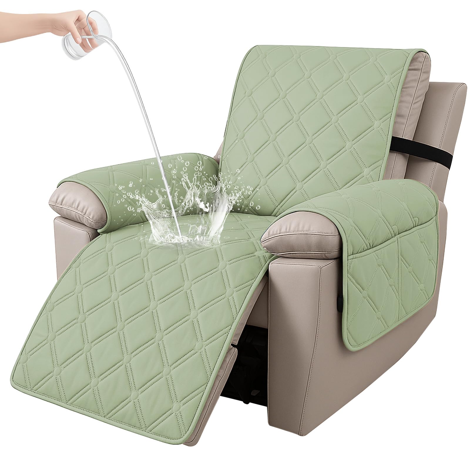 Ystyle Relax Recliner Armchair Cover, 1 Seat, Mint Green | Recliner Chair Cover with Elastic Band, Stain and Anti-Scratch, Washable Covers for Recliner Chairs