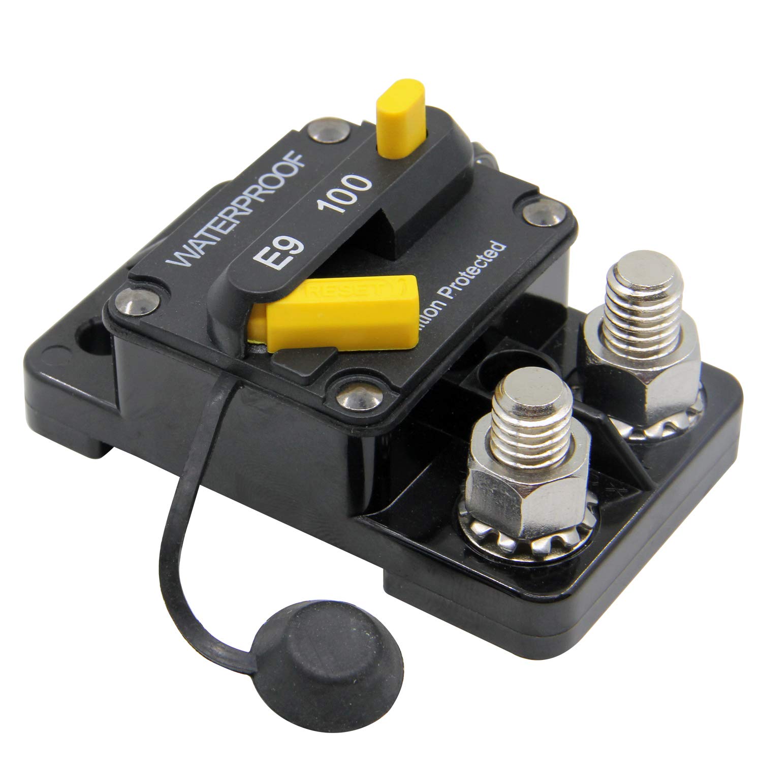 ZOOKOTO 12-48V DC 100A Surface Mount Circuit Breaker Double 3/8" Studs with Manual Reset Waterproof 100Amp