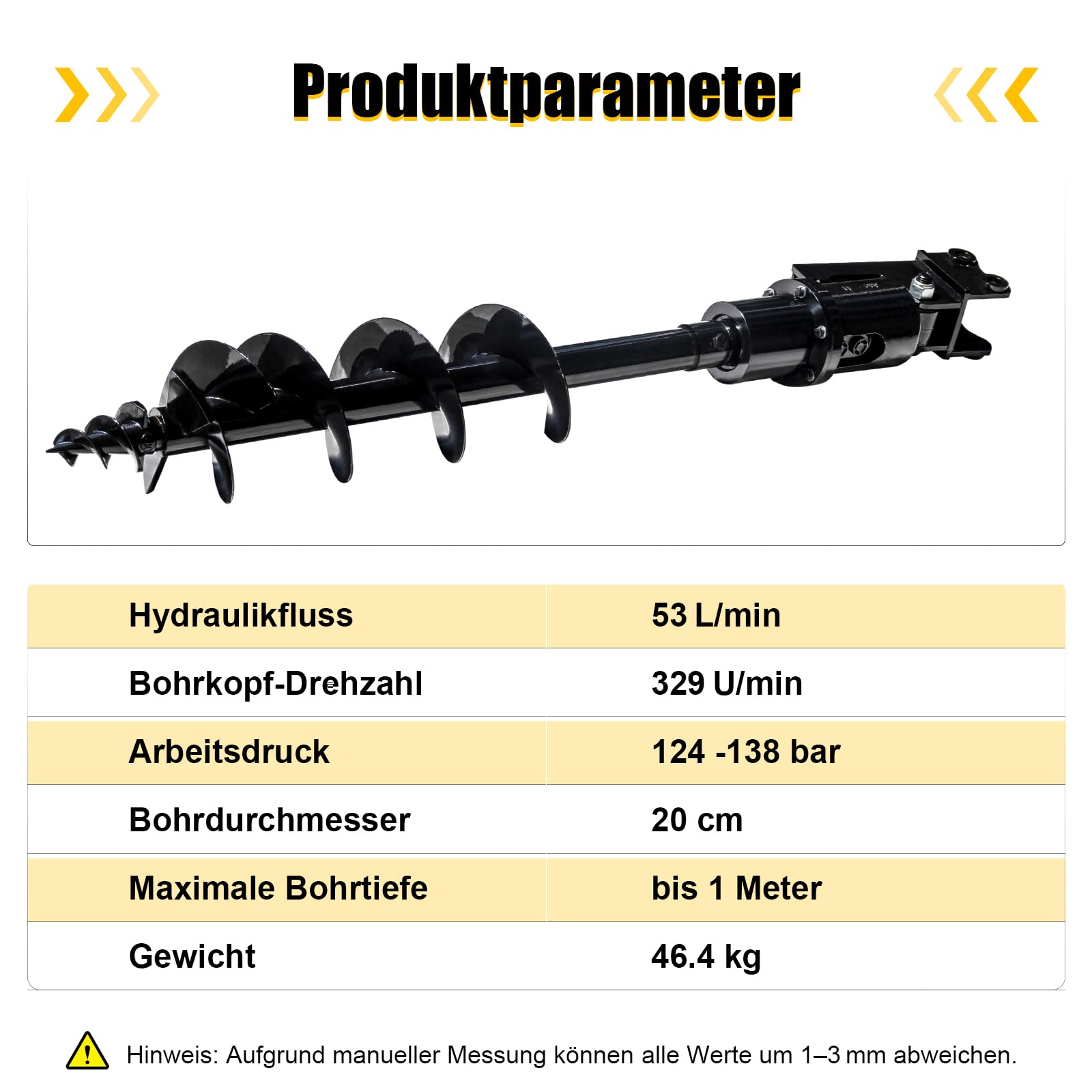 Minikoparka, wiertło do gleby do koparki 800 – 2000 kg, napędzane hydraulicznie, mini koparka, nasadka do świder o średnicy 20 cm, do wiercenia otworów i kopania pali