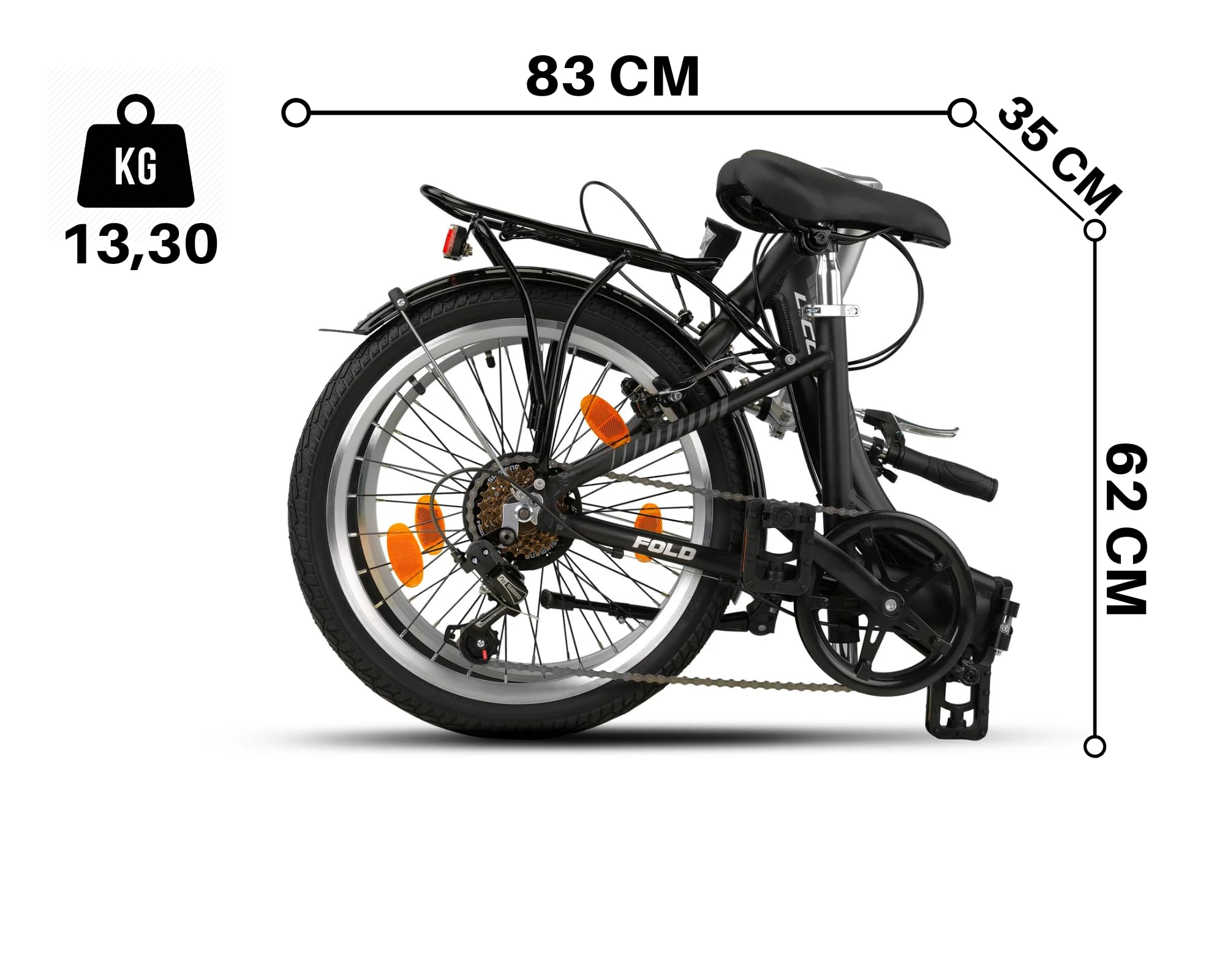 Licorne Bike Fold Premium - Bicicletta pieghevole in alluminio a 6 marce, cambio a catena Shmano, sistema Quick Fold, bicicletta pieghevole