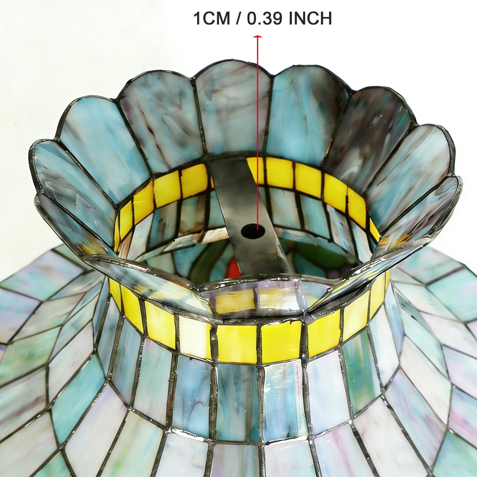 GDLight Tiffany-Stil Buntglas-Tischlampenschirm, 20-Zoll Obstmuster Ersatzlampenschirm für Tisch-, Schreibtischlampen, Stehlampen, Pendelleuchten,Beige
