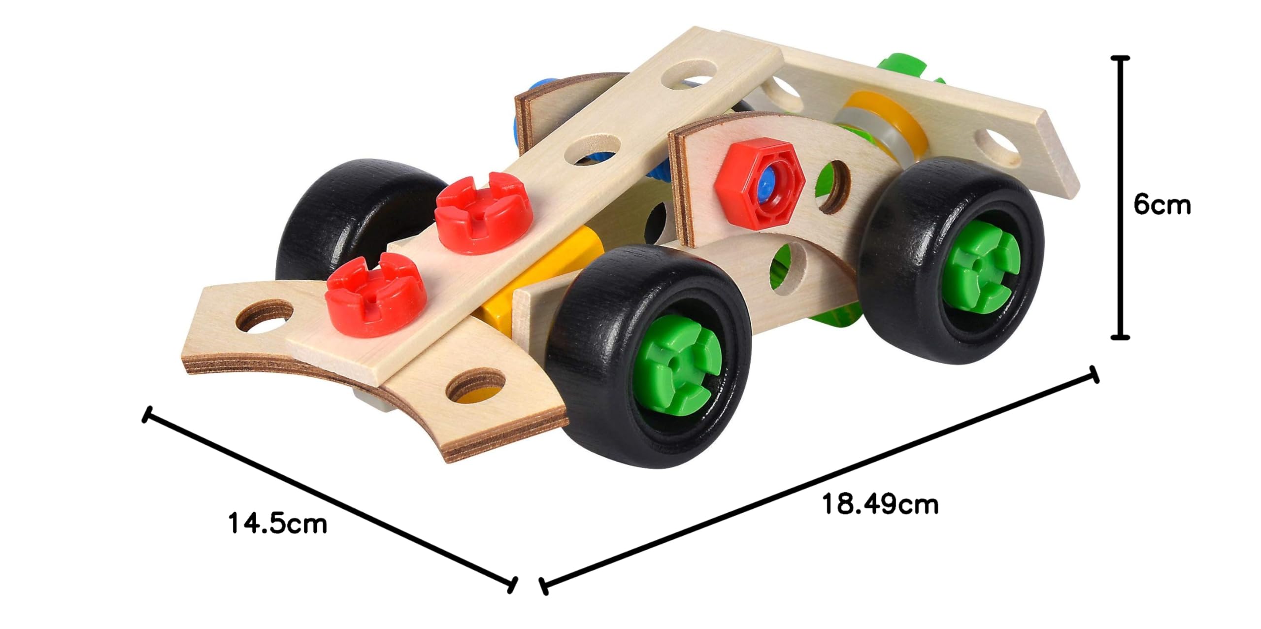 Eichhorn Constructor 100039007 Wyścigówka 3w1, 35 elementów, zestaw drewnianych klocków konstrukcyjnych, 3 modele do złożenia, FSC® 100%, prezent dla dzieci od 3 lat