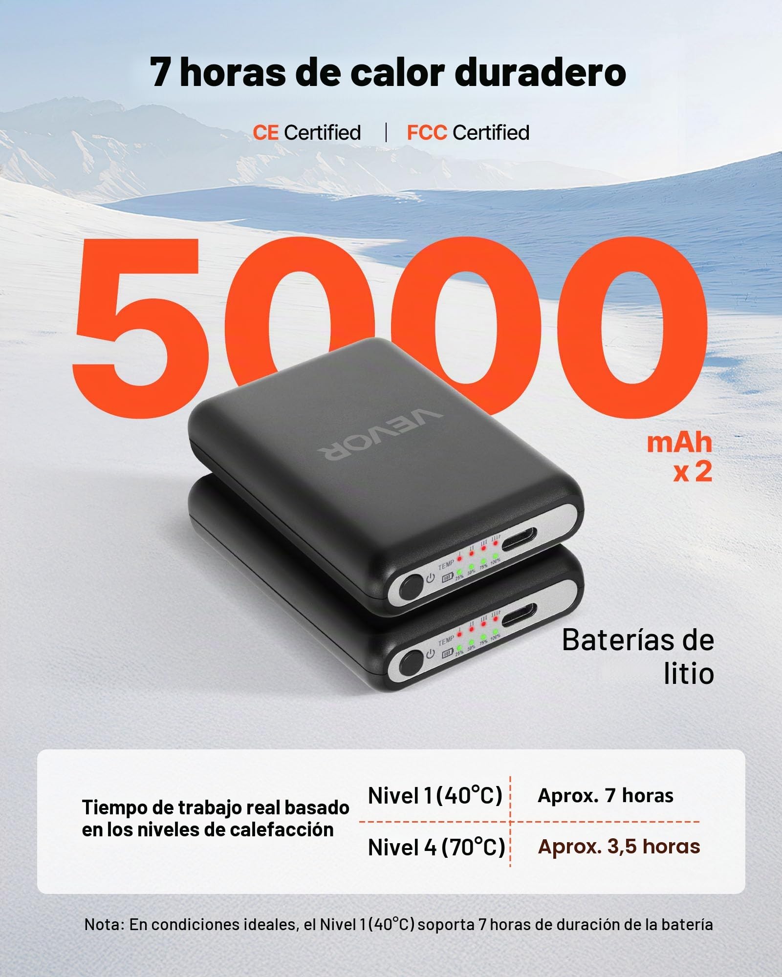 VEVOR Calcetines calefactados, batería de 5000 mAh, recargable, con 4 niveles de calefacción, calcetines eléctricos con control de aplicación para hombres y mujeres, calentador de pies para caza