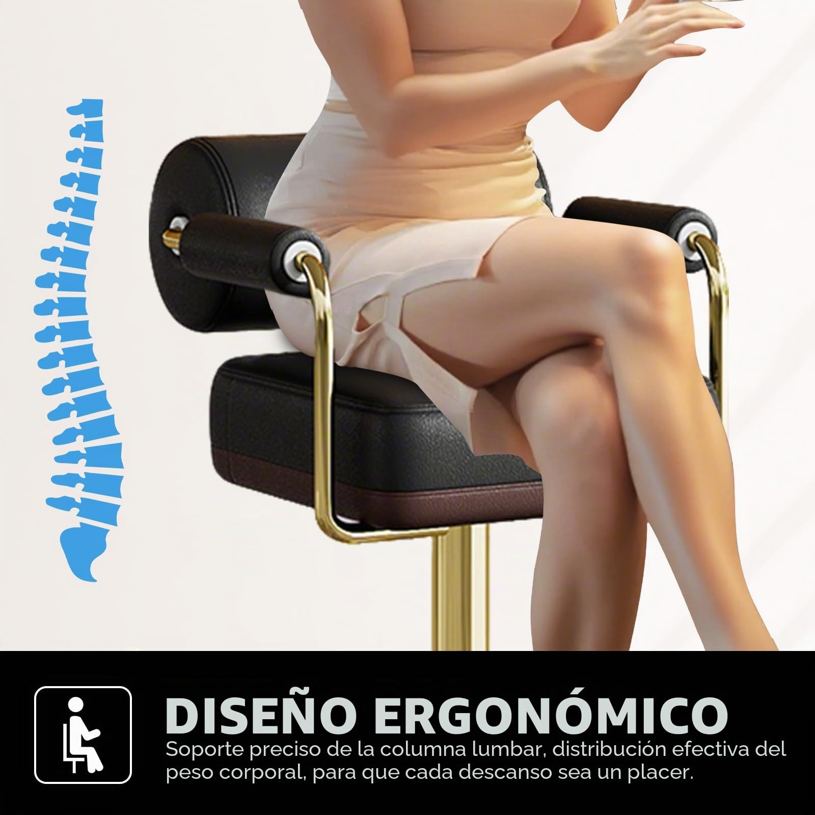 Vigosit Taburete de Bar con Altura Ajustable, con Respaldo y reposabrazos, Giratorio 360° para Cocina, Acolchado con Asiento Grande（ 1 Pieza）