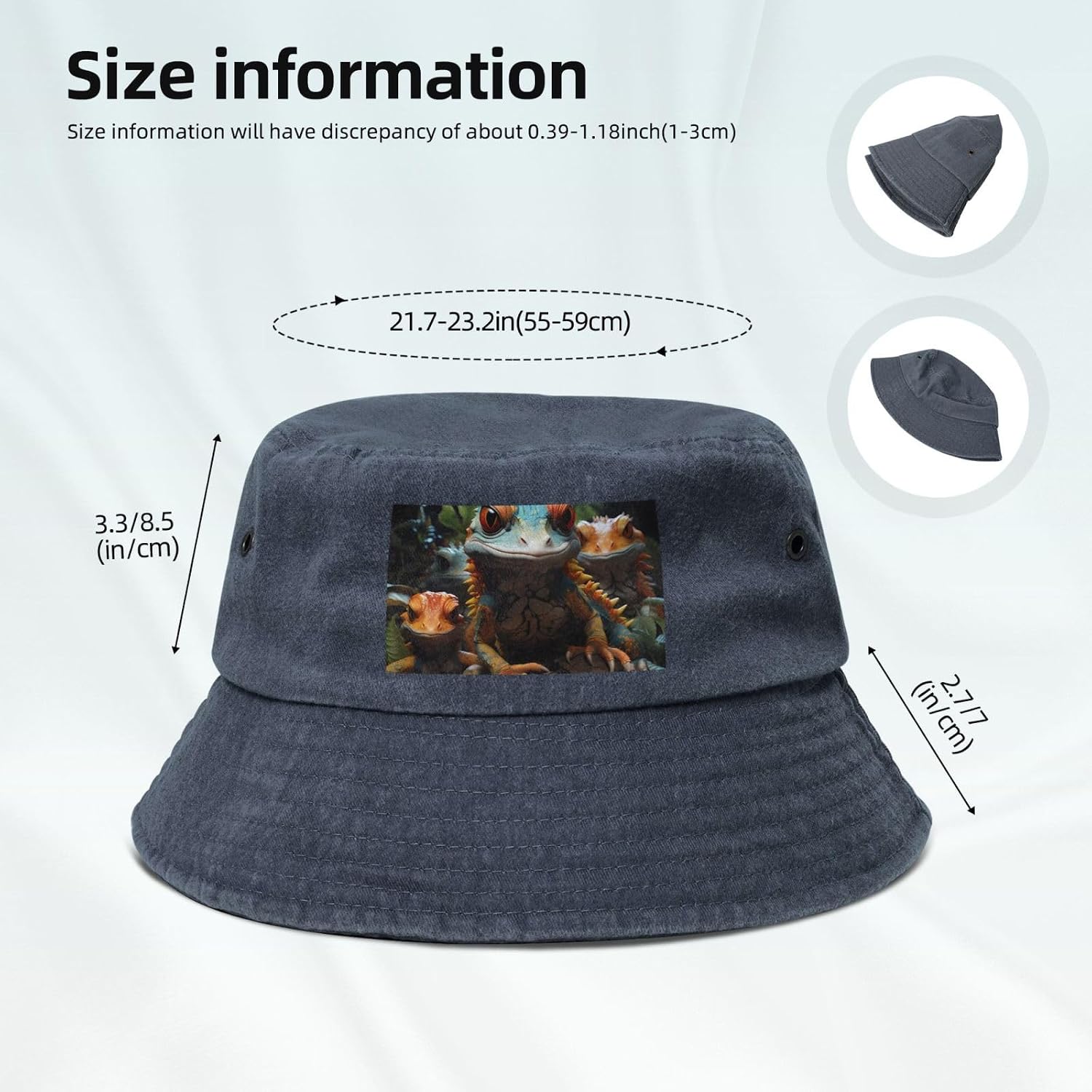 Colorful Lizards Printed Cowboy Fisherman hat, Suitable for Outdoor Fishing Beach Party Fisherman hat Hip-hop hat,
